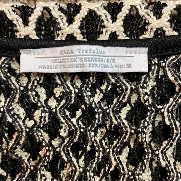 Zara Black and White Mesh Mini Dress Coverup Small - Picture 4 of 5